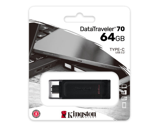 Kingston 64GB USB-C 3.2 Gen 1 DataTraveler 70-0