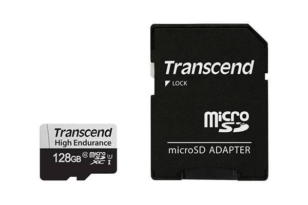 TRANSCEND 350V 128GB HIGH ENDURANCE MICRO SD UHS-I U1 CLASS10 - READ 100 MB/S - WRITE 45MB/S - 170TBW ENDURANCE WITH SD ADPTOR