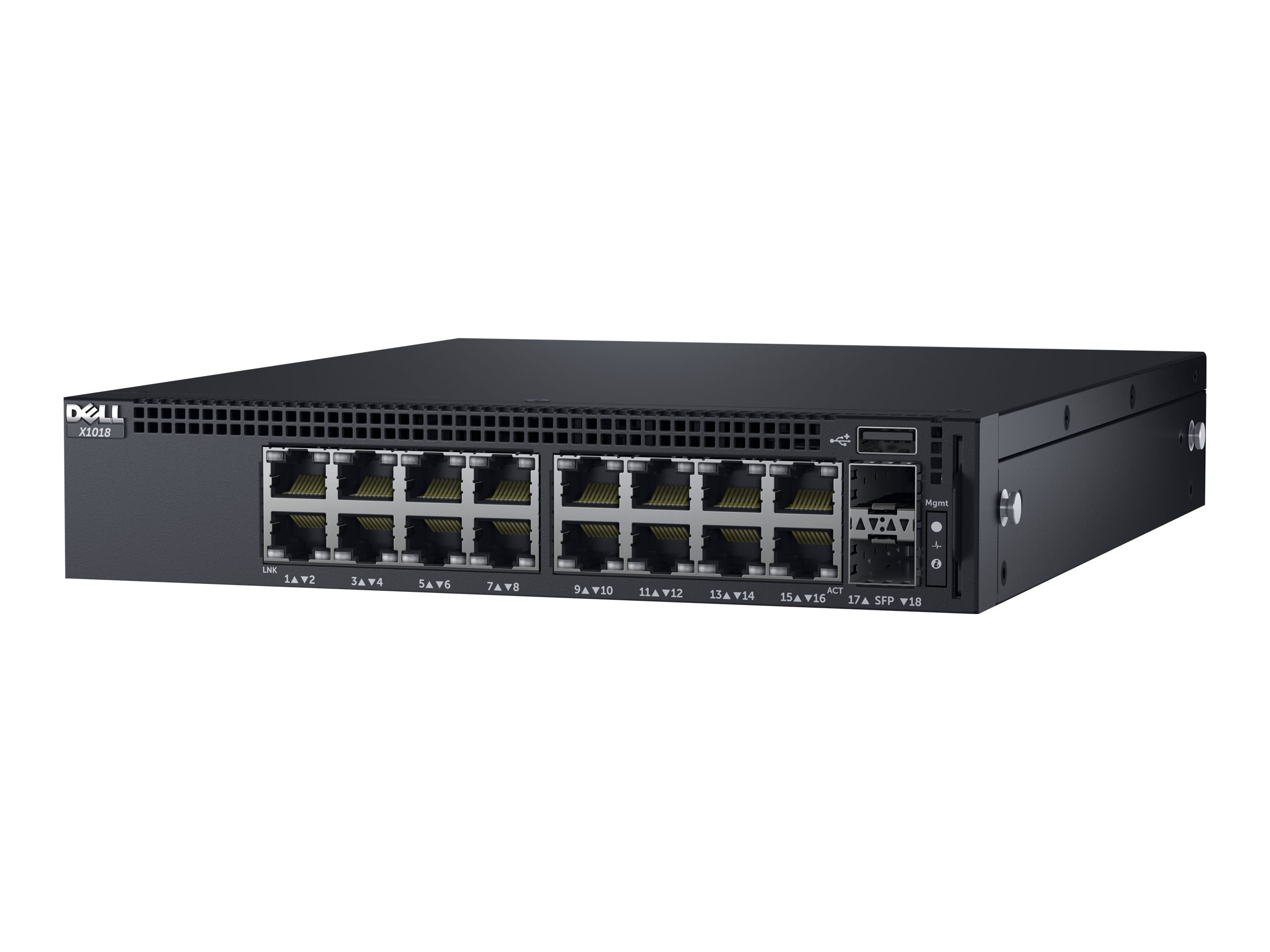 Dell Networking X1018 Smart Web Managed Switch/ 16x 1GbE and 2x 1GbE SFP ports Lifetime Limited Hardware Warranty - Minimum Warranty - ( add 575-BBEE to make the switch rackmountable )-0
