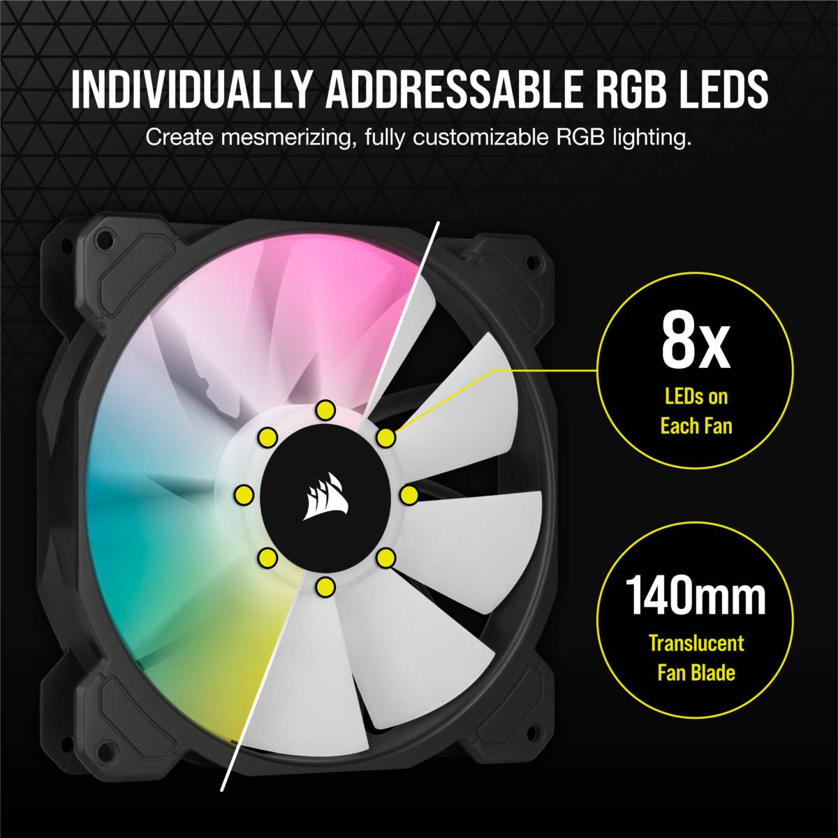 Corsair SP140 RGB ELITE; 140mm RGB LED Fan with AirGuide; Single Pack
