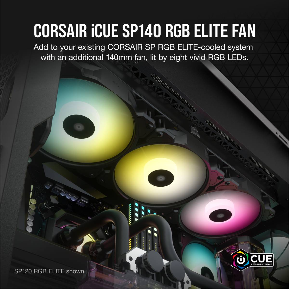 Corsair SP140 RGB ELITE; 140mm RGB LED Fan with AirGuide; Single Pack