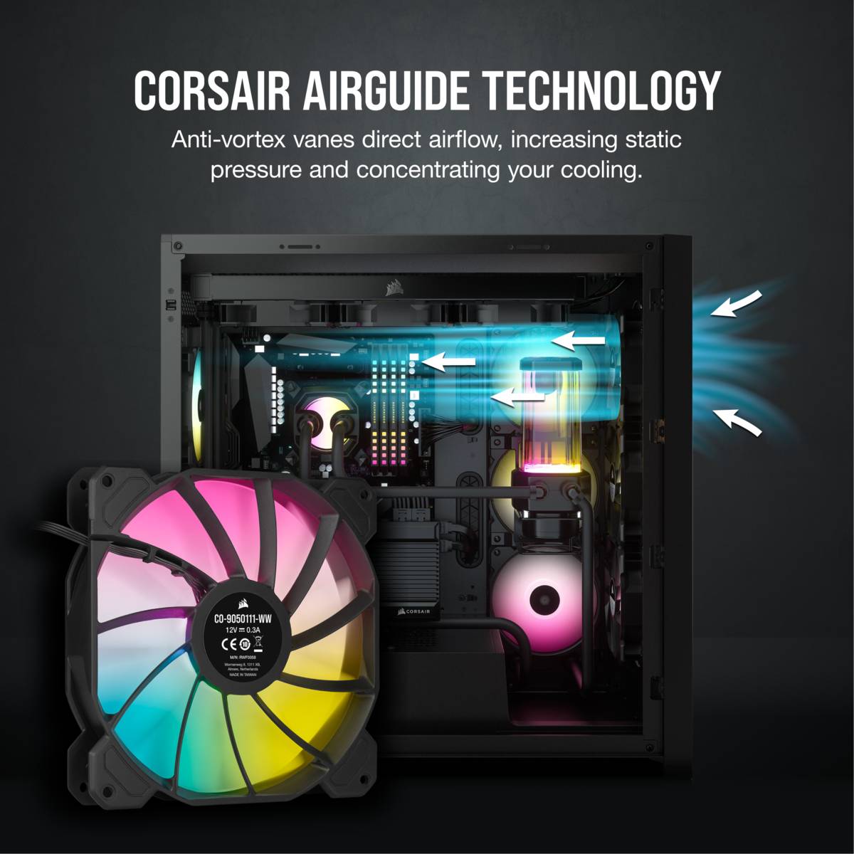 Corsair SP140 RGB ELITE; 140mm RGB LED Fan with AirGuide; Single Pack