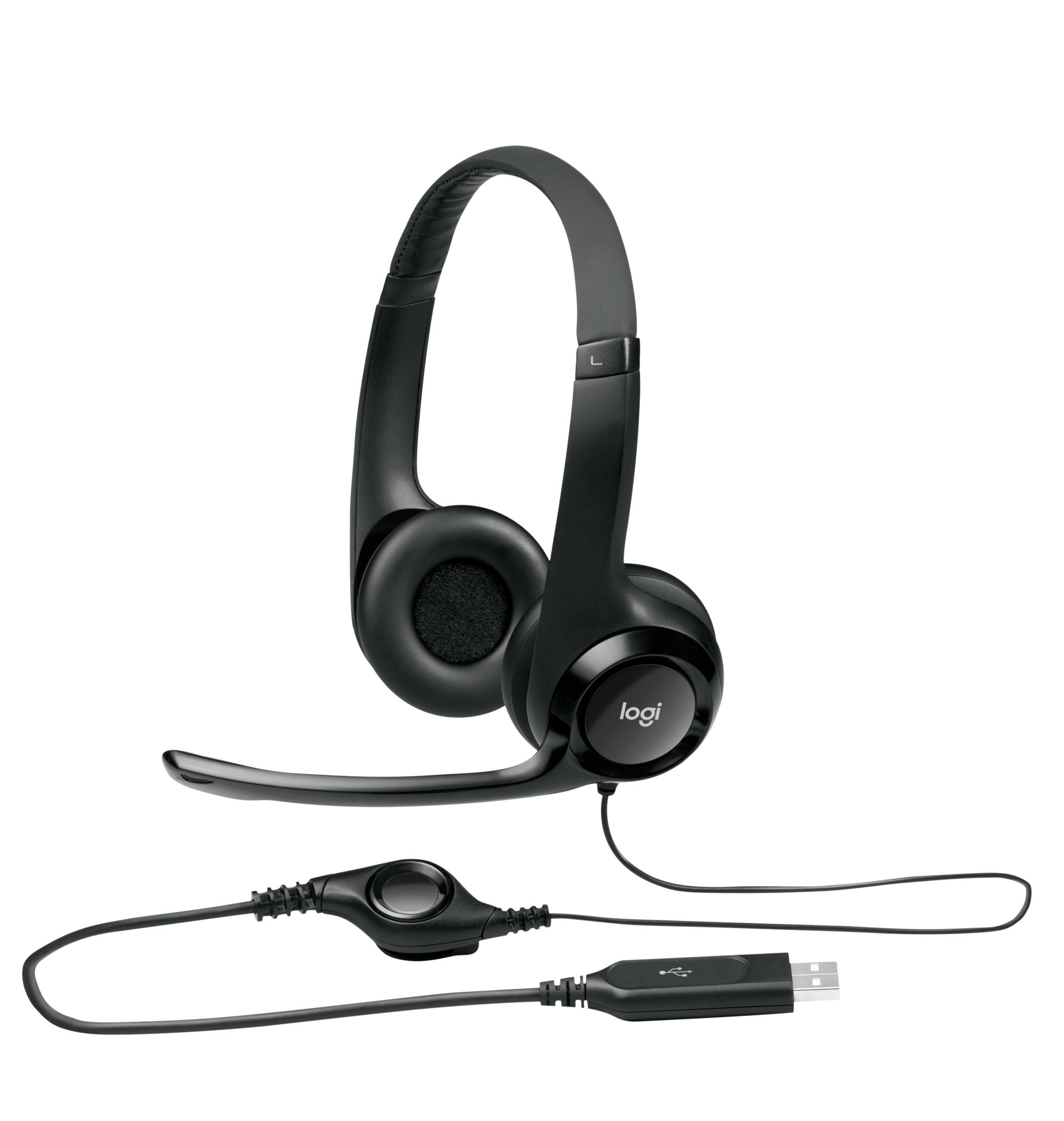 Logitech Headset H390 Black USB Stereo Internet headset adjustable headband Noise cancelling rotating microphone Cable length 2.