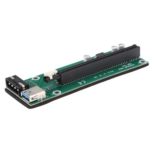 PCI-E 1X to 16X Riser Card Extender PCIE Converter with USB 3.0 Cable / 15Pin SATA to 6Pin Power Supply