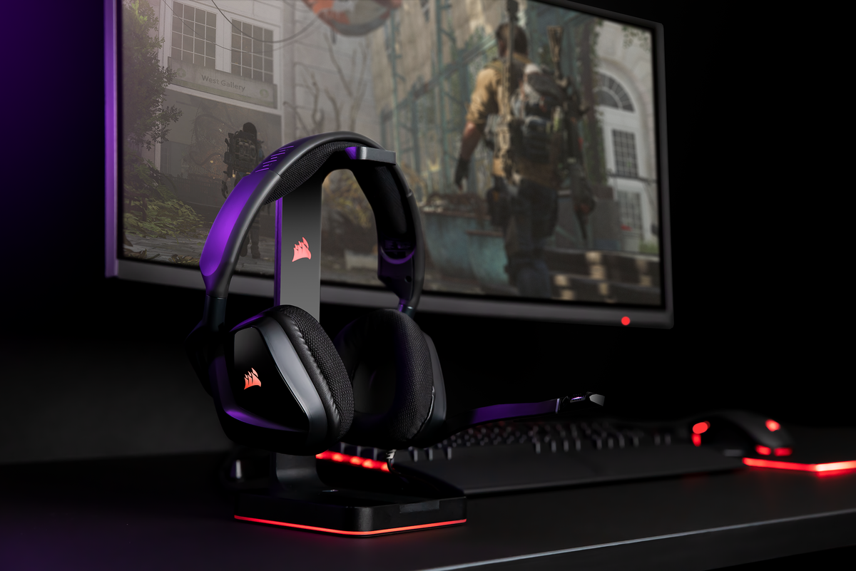 Corsair CA-9011167 Premium RGB Gaming Headset Stand with 7.1 Surround Sound Headphone Audio