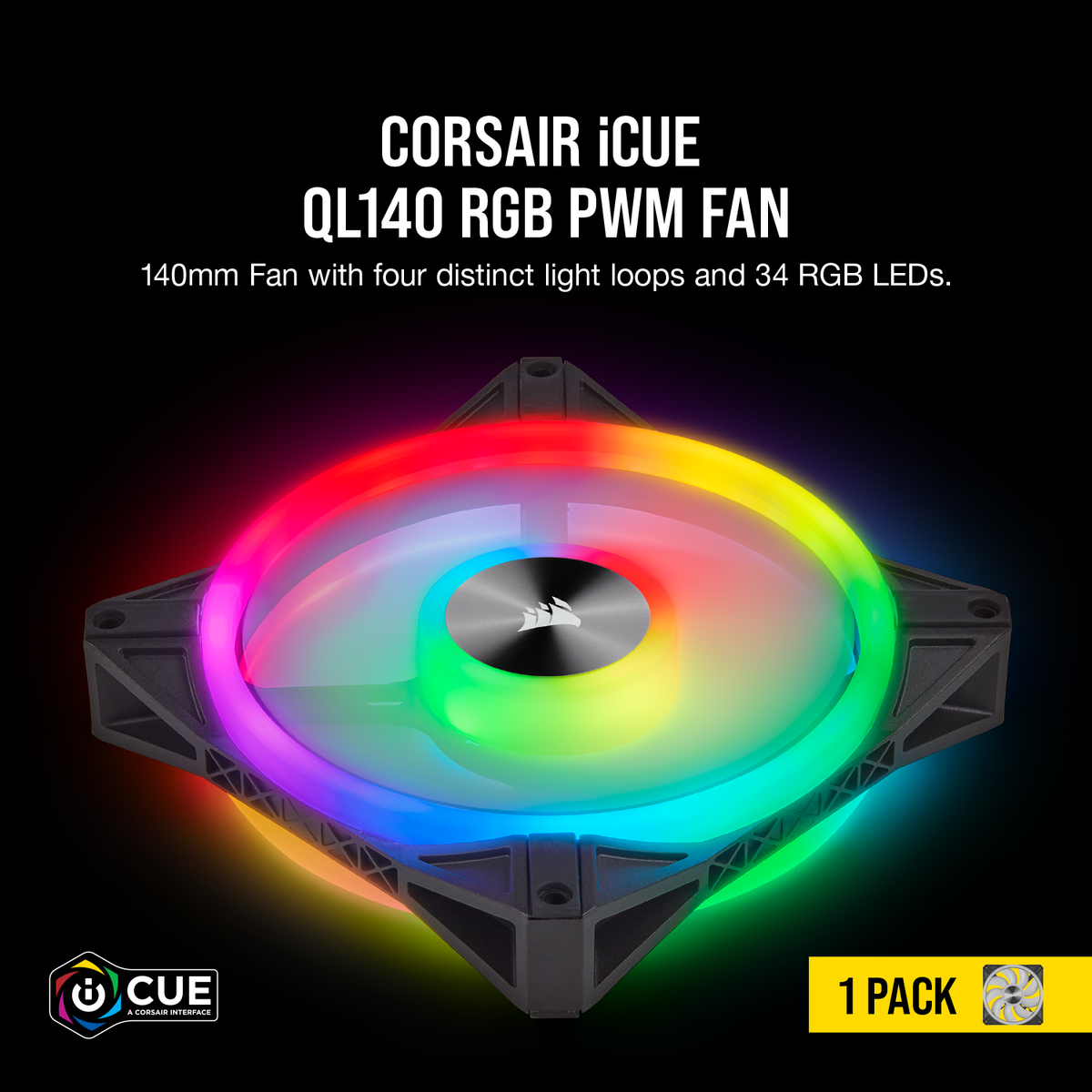 Corsair iCUE QL140 RGB 140mm PWM Single Fan