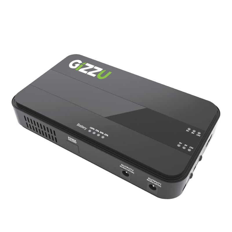 GIZZU 8800mAh Mini Dual DC UPS Black