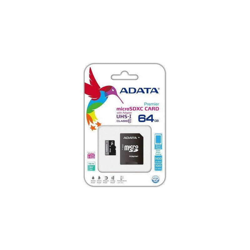 Adata AUSDX64GUICL10-RAI 64GB MicroSDXC Card and Adapter