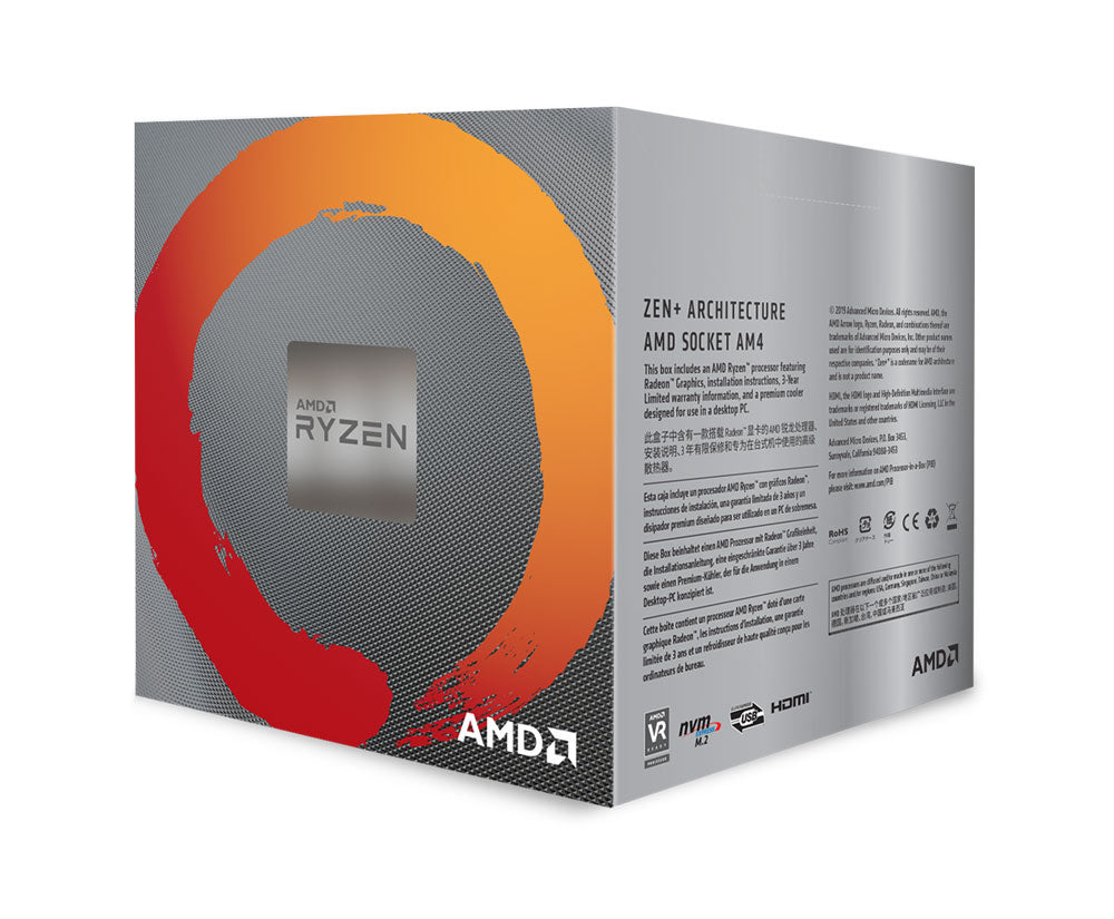 AMD RYZEN 5 3400G Processor with Radeon Vega 11 Graphics with 704 Stream Processor / Quad-Core 3.7GHz (4.2GHz Turbo) / 6MB GameCache / Wraith Spire Cooler Included / Socket AM4 / 65W / YD3400C5FHBOX