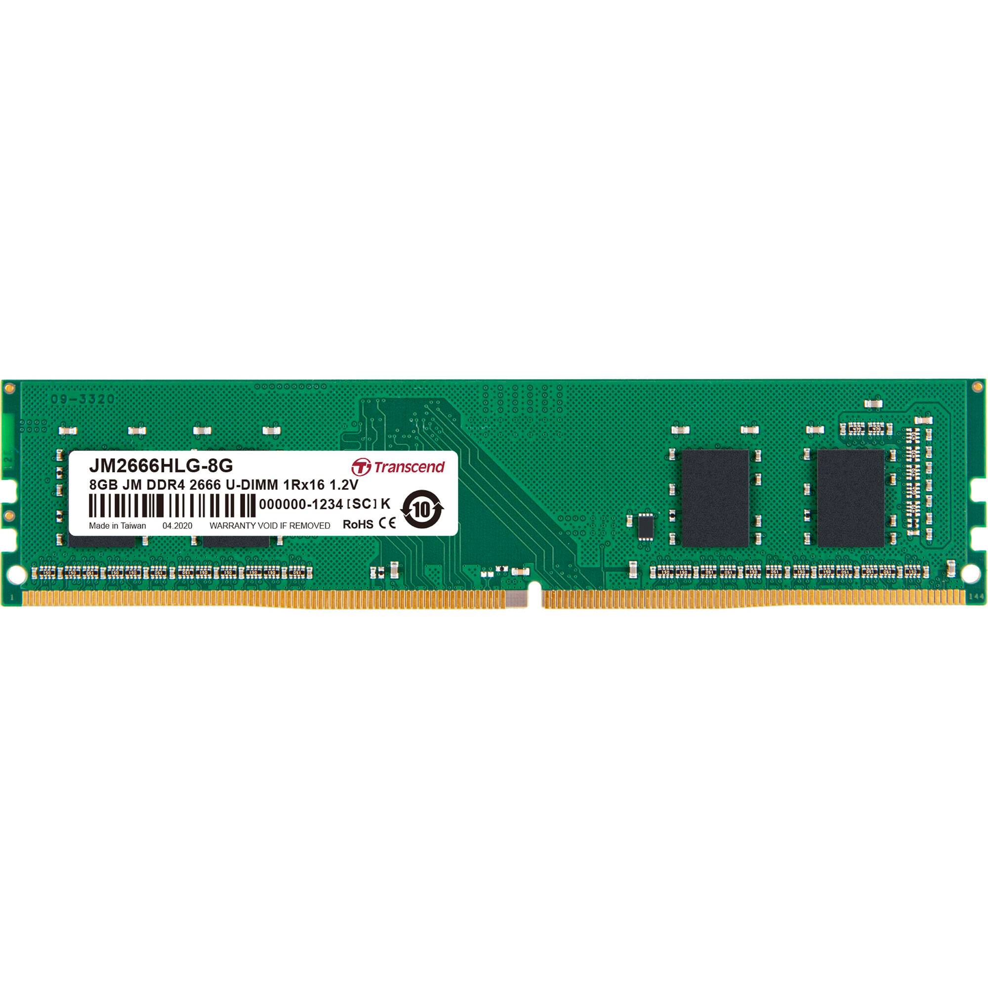 TRANSCEND 8GB DDR4 2666MHz DESKTOP U-DIMM 1RX8 1GX8 CL19 1.2V