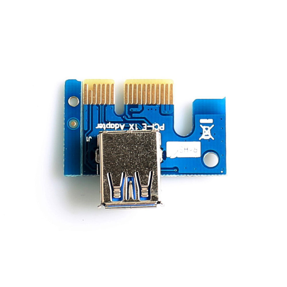 PCI-E 1X to 16X Riser Card Extender PCIE Converter with USB 3.0 Cable / 15Pin SATA to 6Pin Power Supply