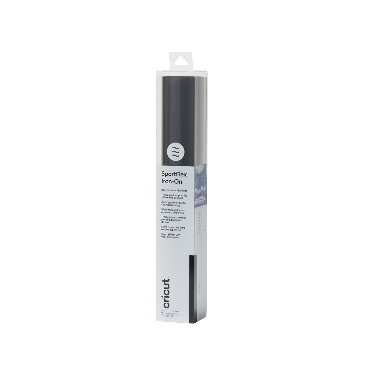 2007660 - Cricut SportFlex Iron-On 30x60cm (Black) Thin and lightweight to stretch and flex on active wear.