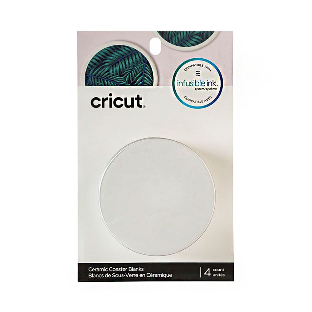 2006582: Cricut Infusible Ink Ceramic Coasters 4-pack (White; Round); 4 round coasters 3.6'' dia. (9.1 cm)
