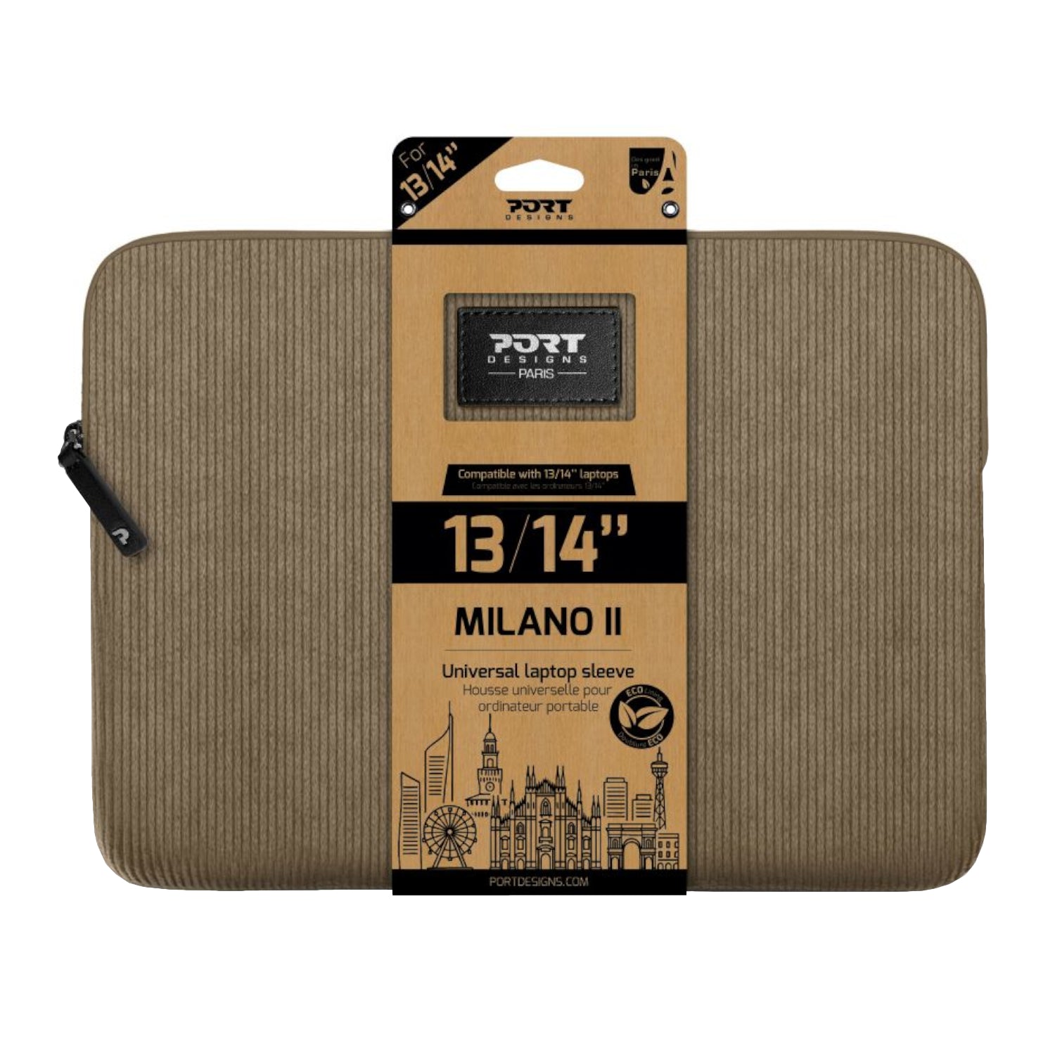 Port Designs Milano II Eco 13/14" Universal Laptop Sleeve - Desert Brown-0
