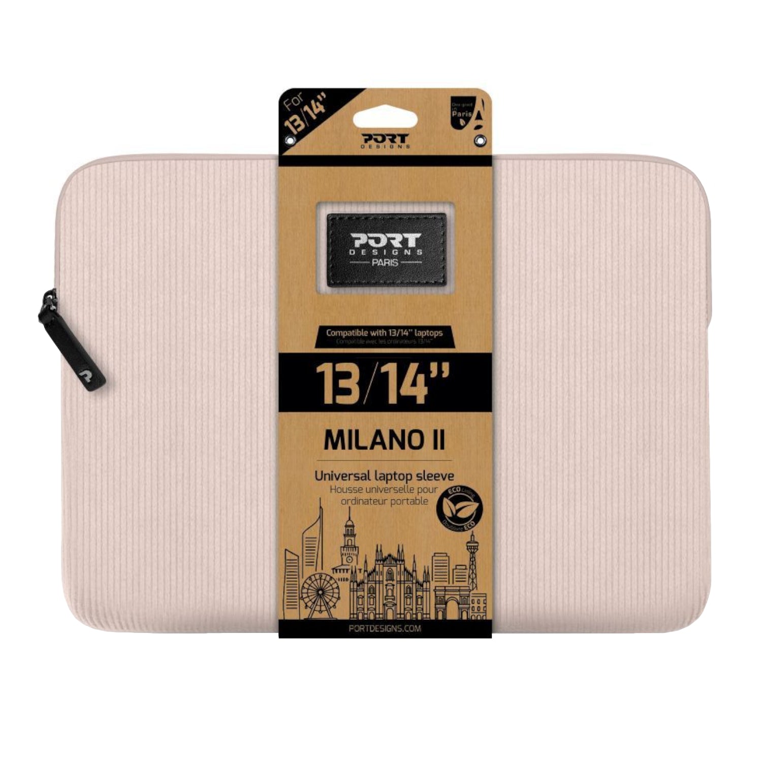Port Designs Milano II Eco 13/14" Universal Laptop Sleeve - Plush Pink-0