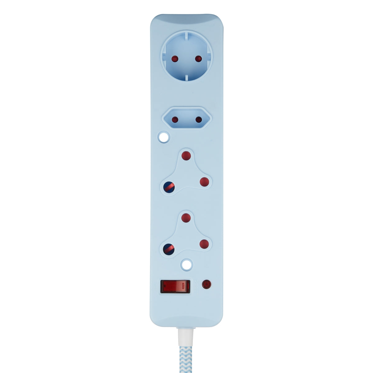 SWITCHED 4 Way Medium Surge Protected Multiplug 0.5M Braided Cord Blue-0