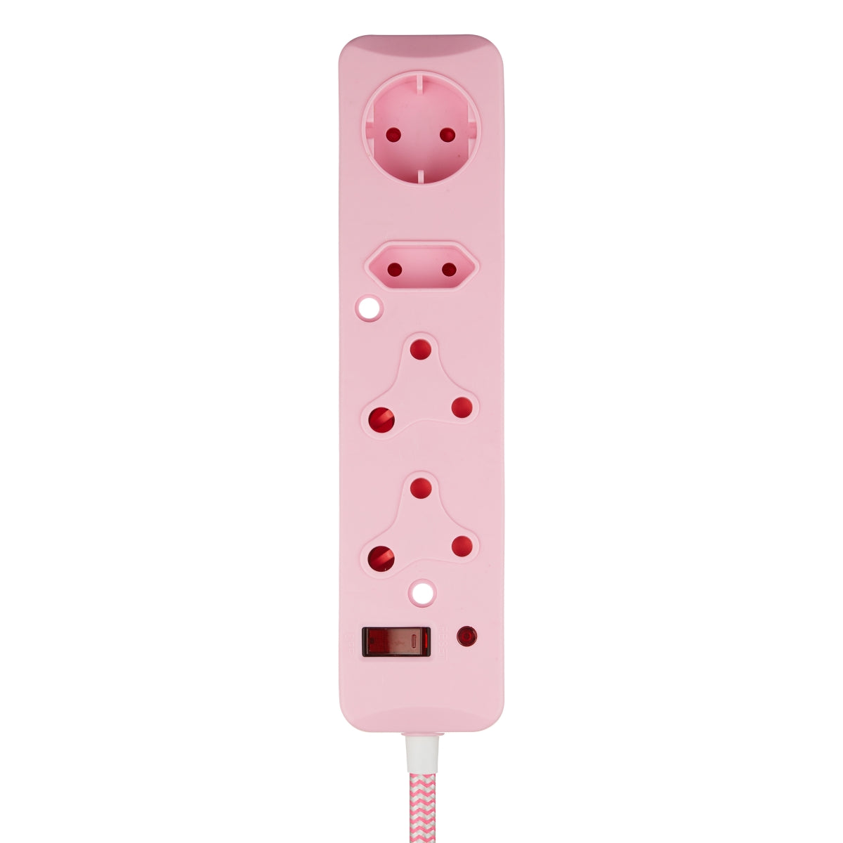 SWITCHED 4 Way Medium  Surge Protected Multiplug 0.5M Braided Cord Pink-0