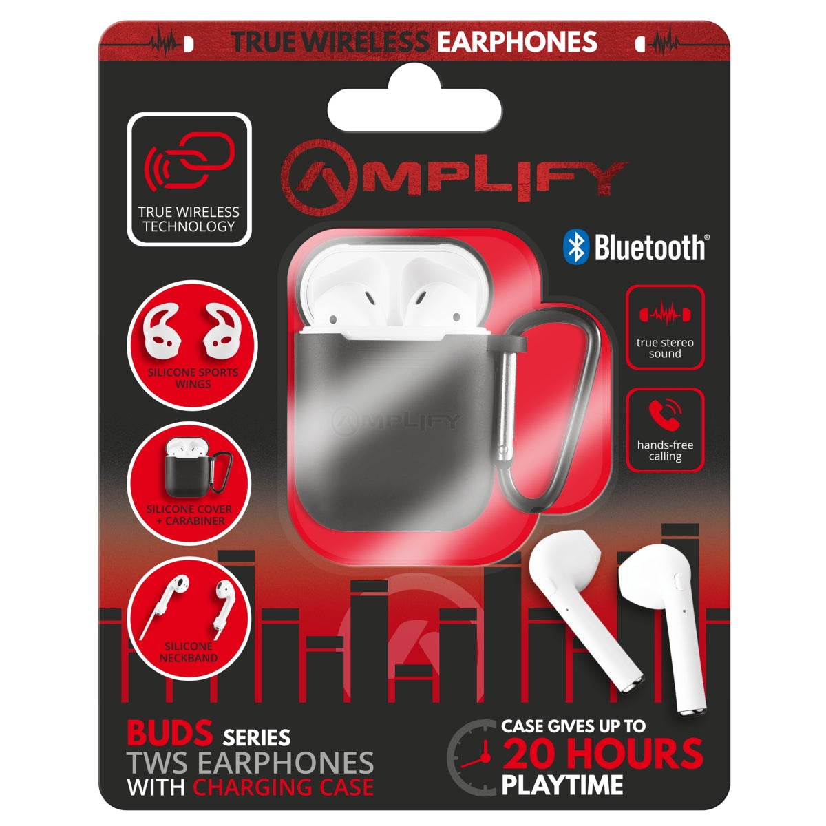 Amplify Buds Series True Wireless Earphones with Silicone Accessories - Black-0