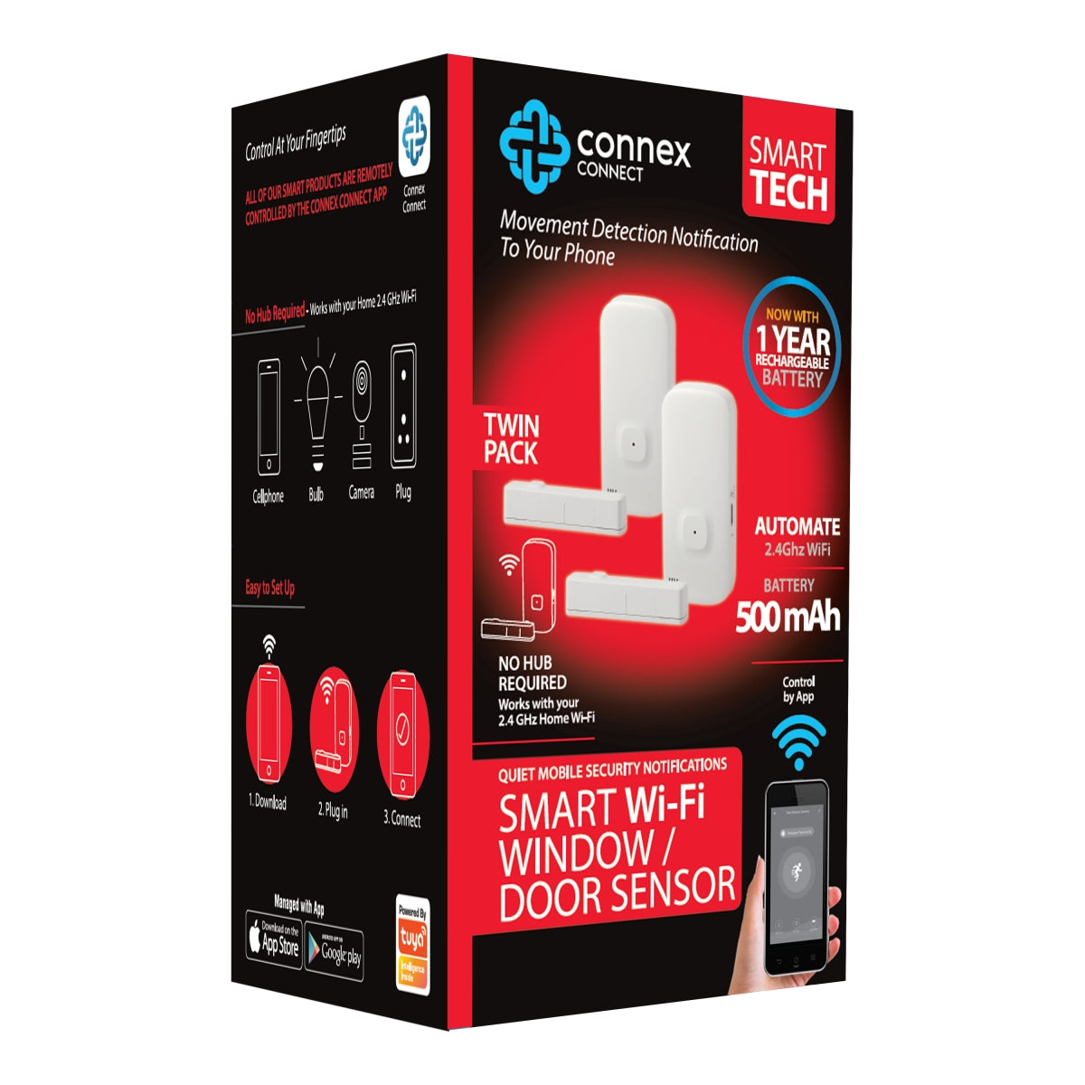 Smart WiFi Door Window Sensor Recharge Twin Pack-0