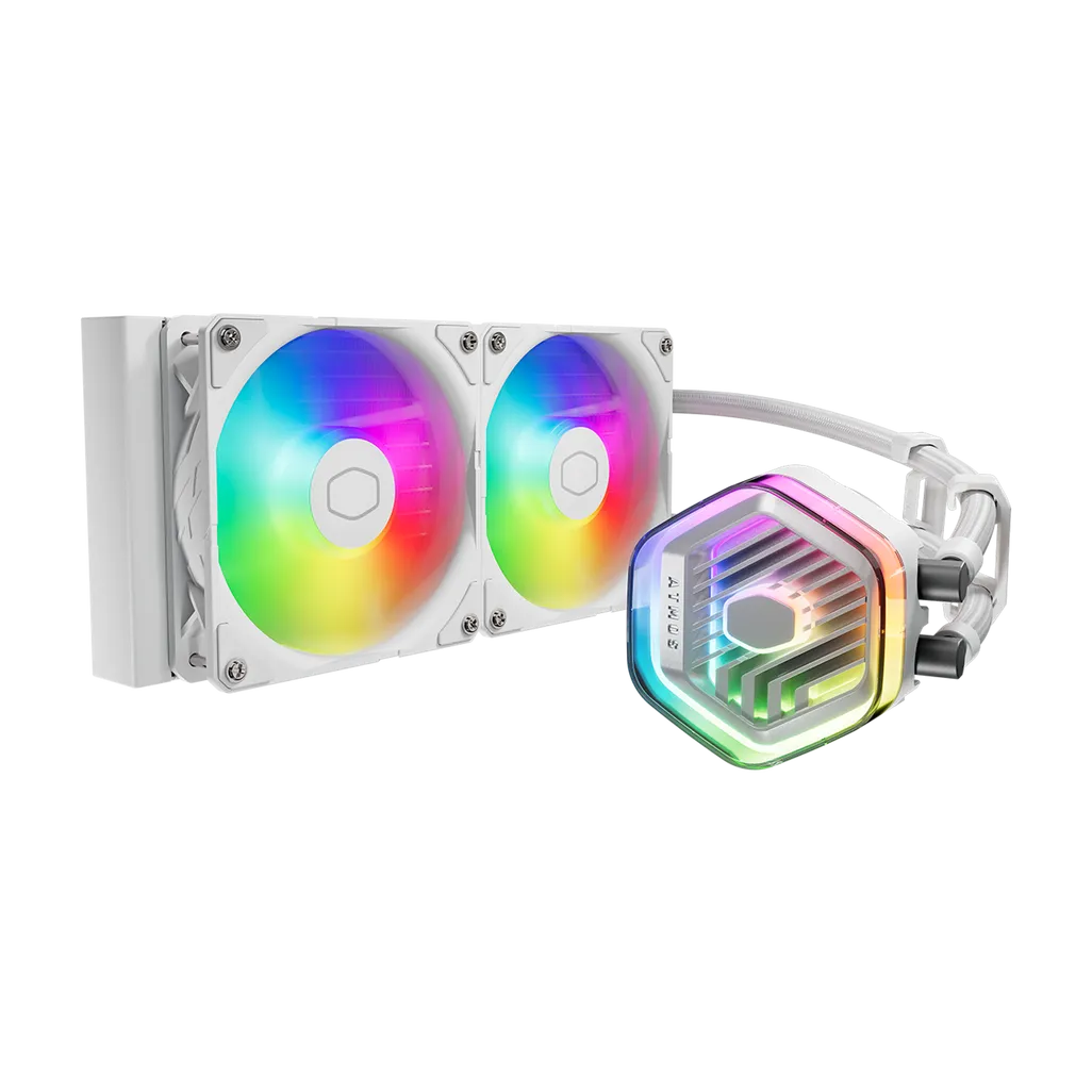 Cooler Master MasterLiquid 240 ATMOS White, Liquid cooling kit, 12 cm, 690 RPM, 2500 RPM, 70.7 cfm, 120 m³/h