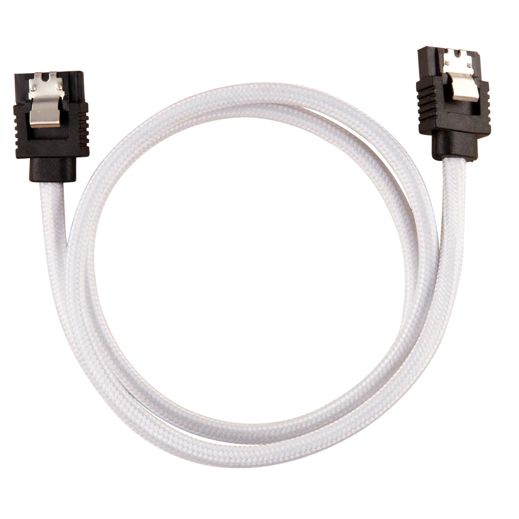 Corsair Premium Sleeved SATA Data Cable Set with Straight Connectors; White; 60cm