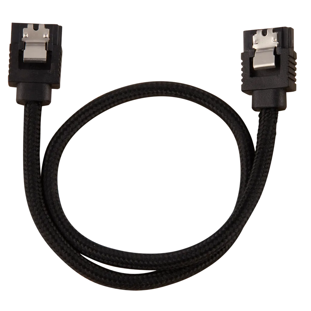 Corsair Premium Sleeved SATA Data Cable Set with Straight Connectors; Black; 30cm
