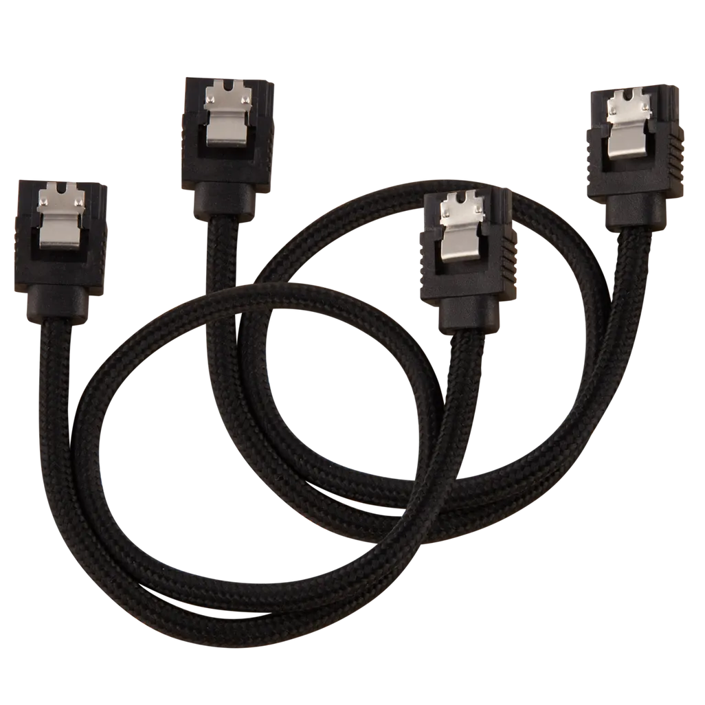 Corsair Premium Sleeved SATA Data Cable Set with Straight Connectors; Black; 30cm