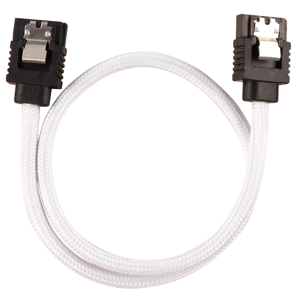 Corsair Premium Sleeved SATA Data Cable Set with Straight Connectors; White; 30cm
