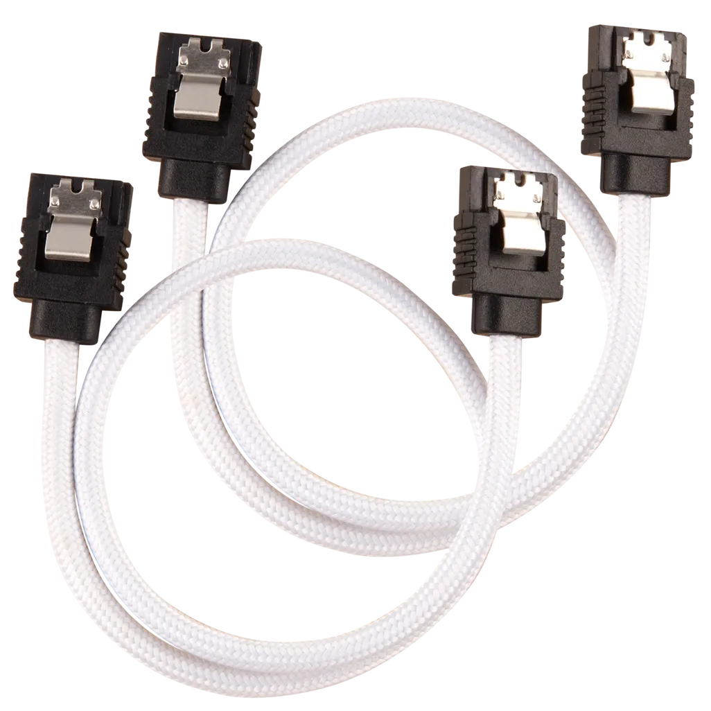 Corsair Premium Sleeved SATA Data Cable Set with Straight Connectors; White; 30cm