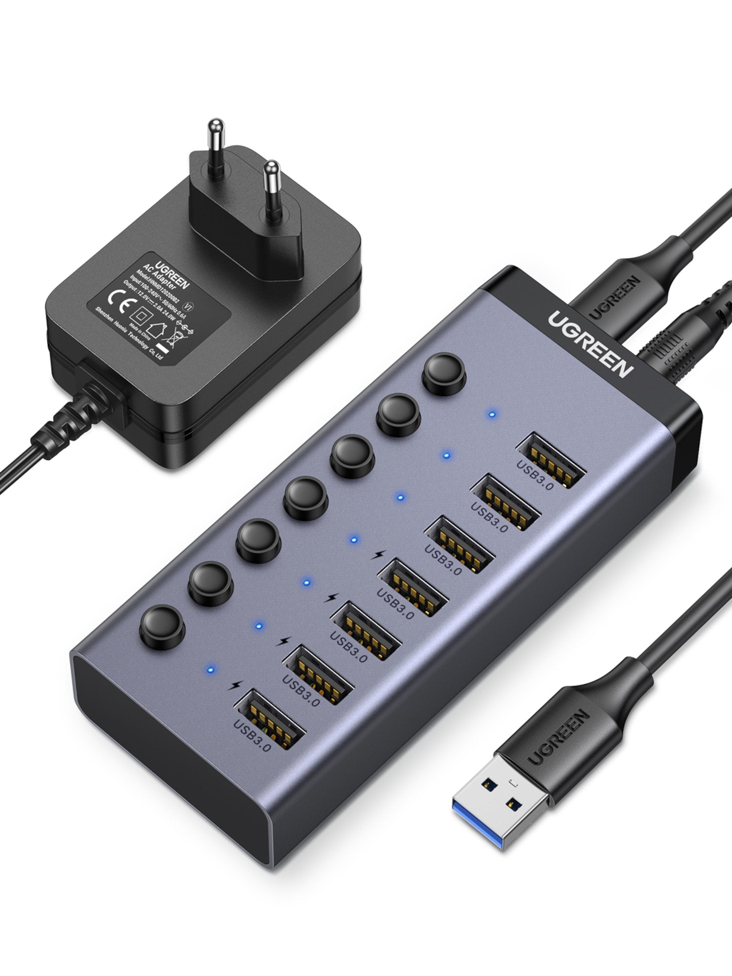 UGreen 7 in 1 USB 3.0 Hub-Grey-0