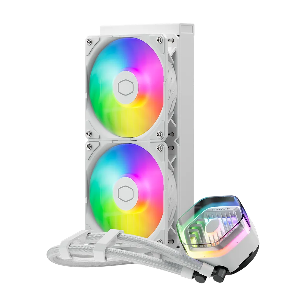 Cooler Master MasterLiquid 240 ATMOS White, Liquid cooling kit, 12 cm, 690 RPM, 2500 RPM, 70.7 cfm, 120 m³/h