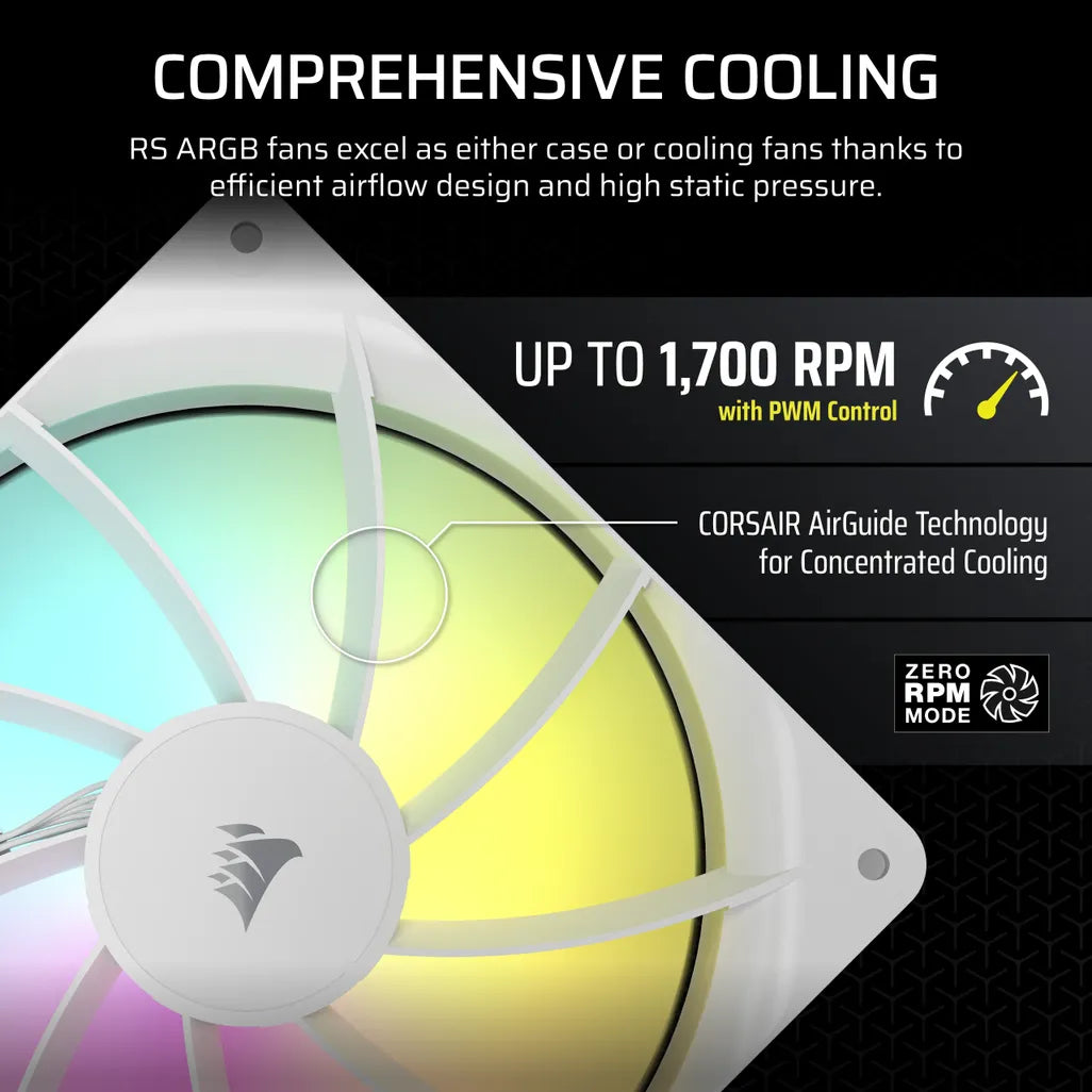 CORSAIR RS140 ARGB 140mm PWM Fans Dual Pack – White