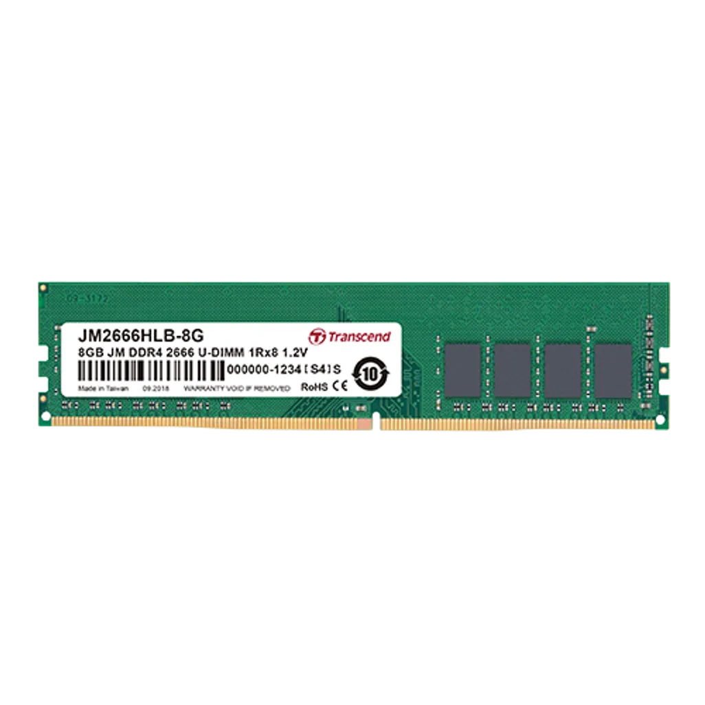 TRANSCEND 8GB DDR4 2666MHS DESKTOP U-DIMM 1Rx8 1Gx8 CL19 1.2V