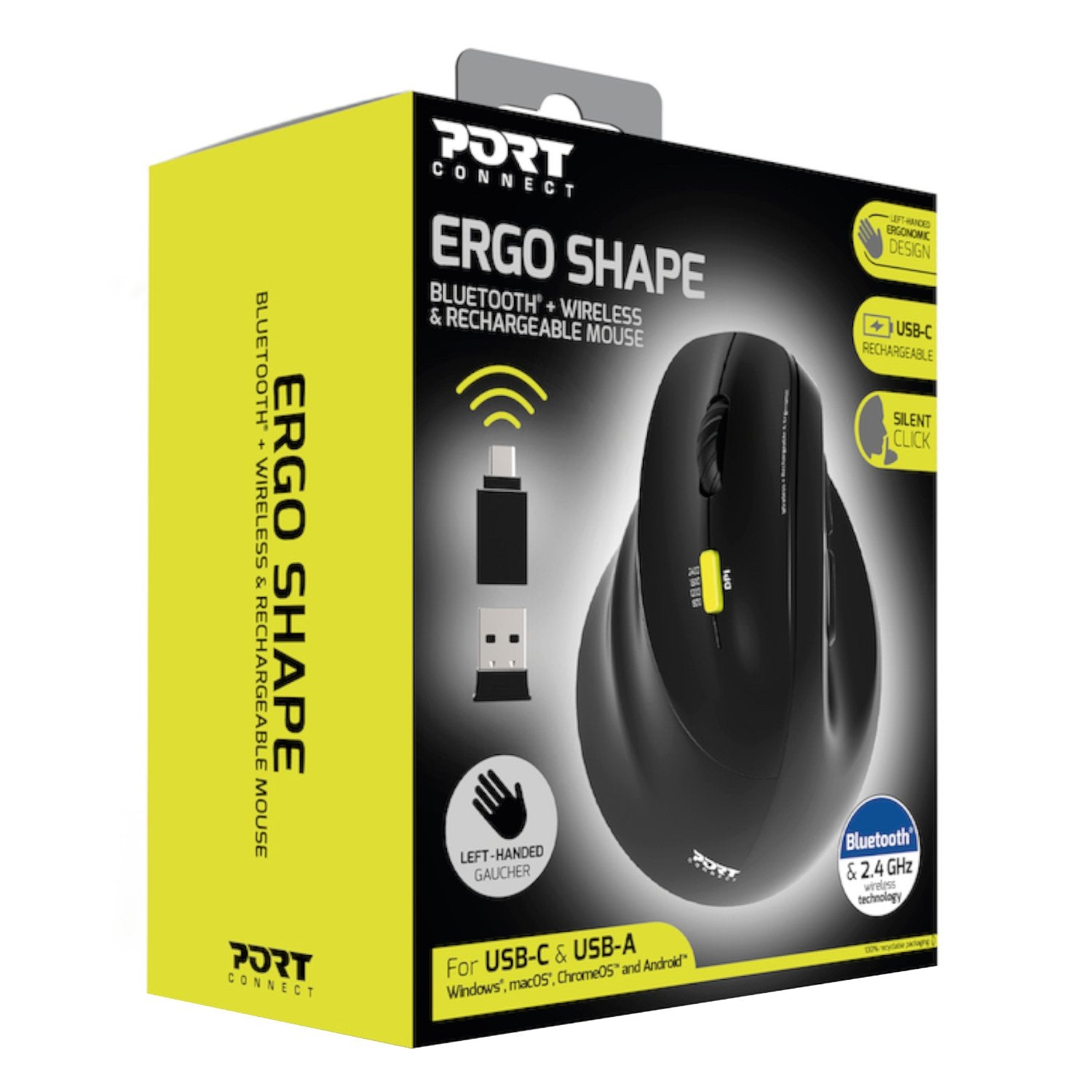 Port Connect Ergo Shape Rechargeable Wireless Mouse-6