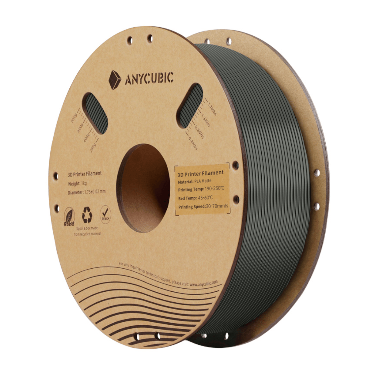 Anycubic PLA Matte Filament 1kg - Black-0
