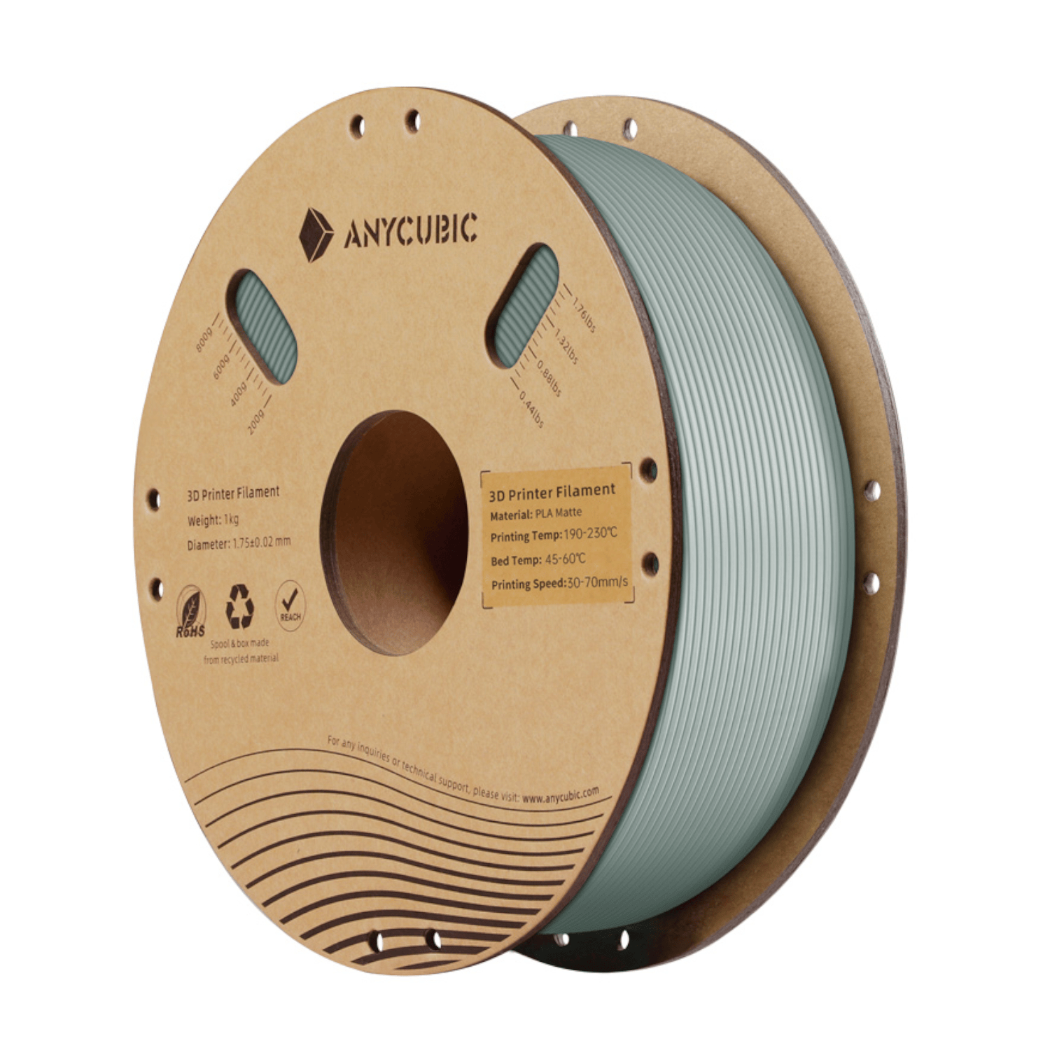 Anycubic PLA Matte Filament 1kg - Nardo Grey-0