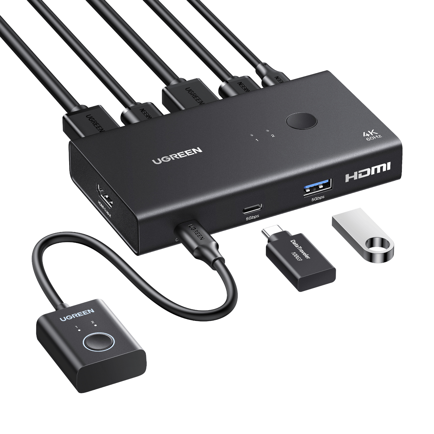 UGreen HDMI 2.0 KVM Switch 2-In-1 Out-2