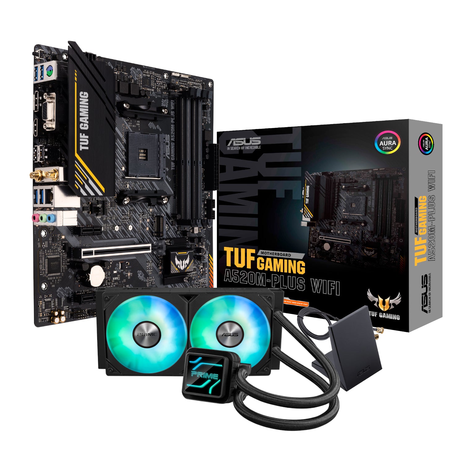 Asus TUF Gaming A520M-PLUS WiFi AM4 and Asus Prime LC 240 ARGB Liquid CPU Cooler Bundle-0