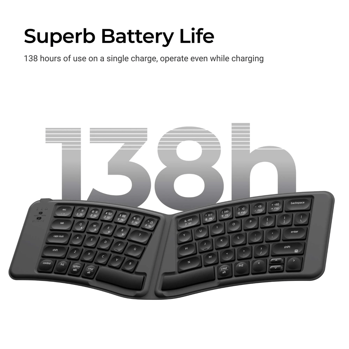 Keychron B11 Pro Ultra-Slim Wireless Foldable Keyboard Alice Layout - Space Gray-2