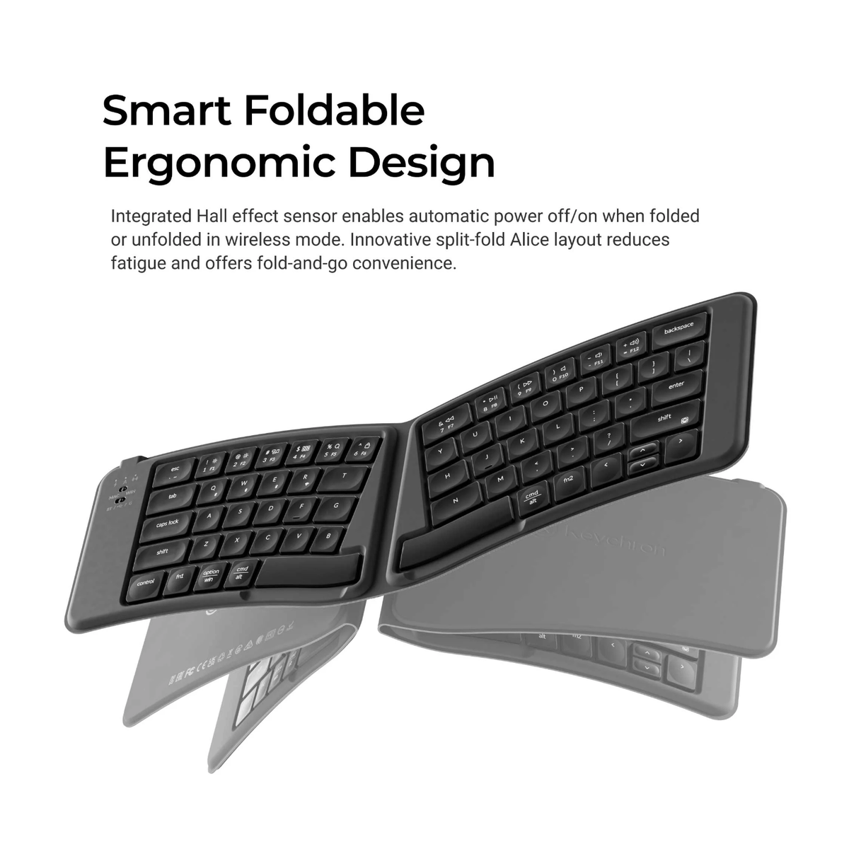 Keychron B11 Pro Ultra-Slim Wireless Foldable Keyboard Alice Layout - Space Gray-5