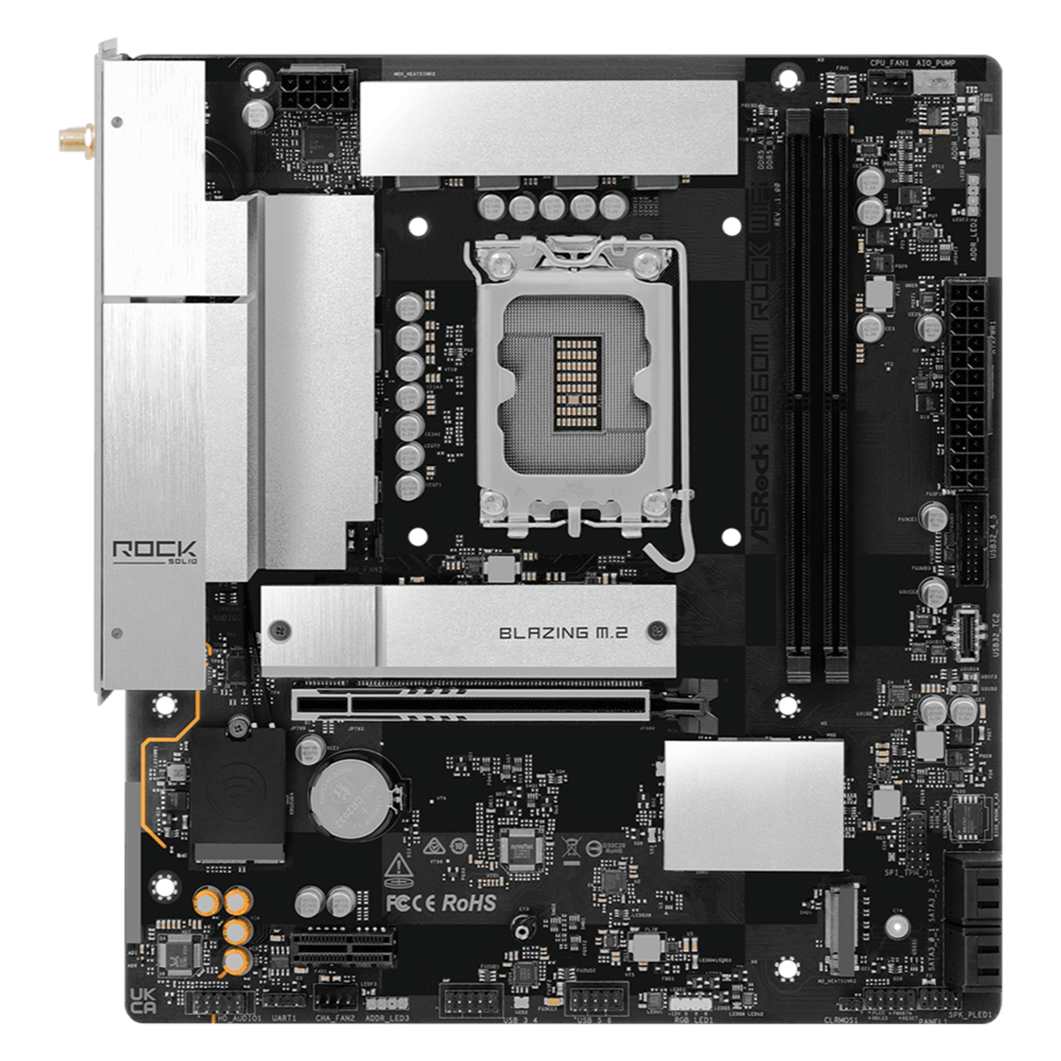 ASRock B860M Rock WiFi Intel LGA1851 MATX Gaming Motherboard-1