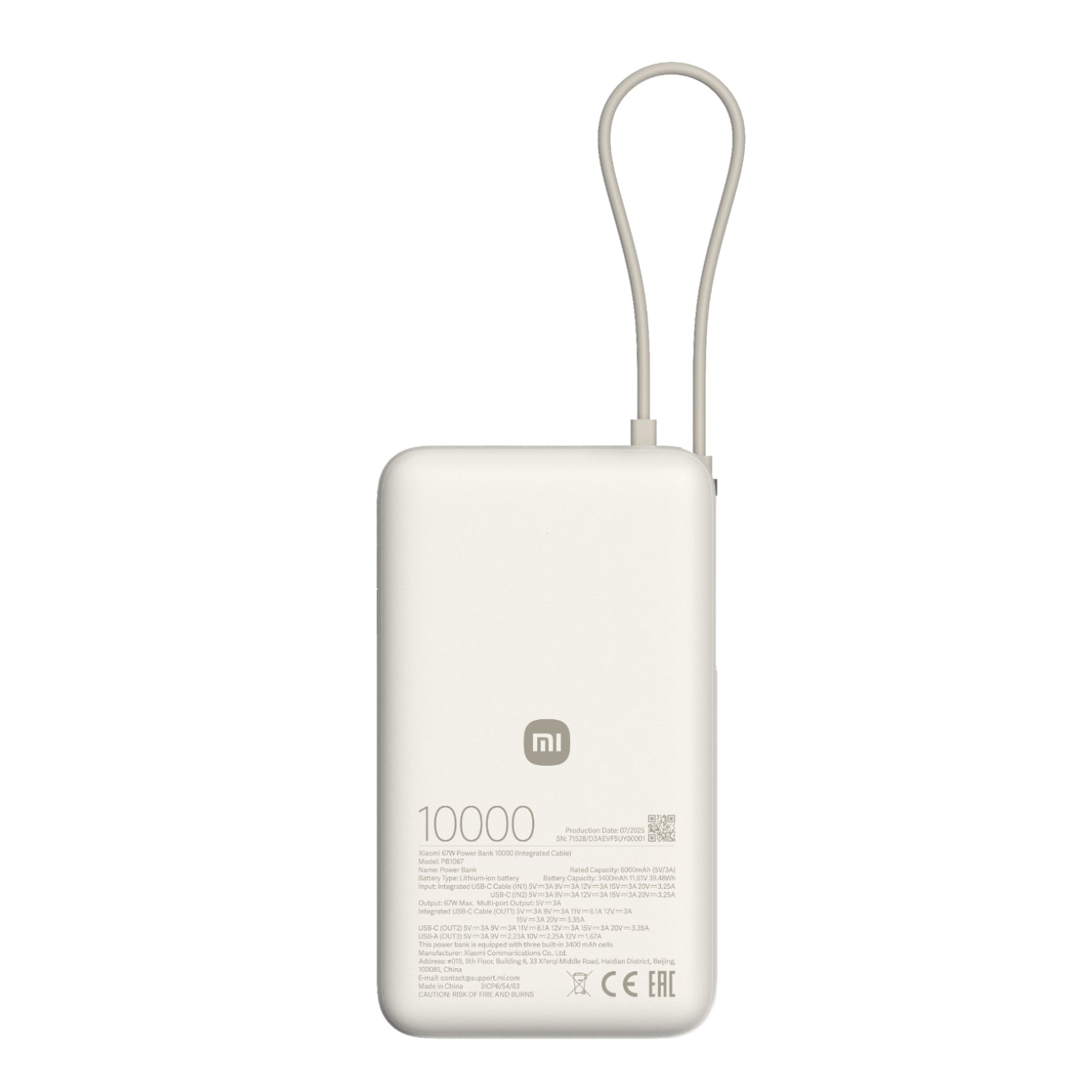 Xiaomi 67W Power Bank 10000 (Integrated Cable) - Tan-0