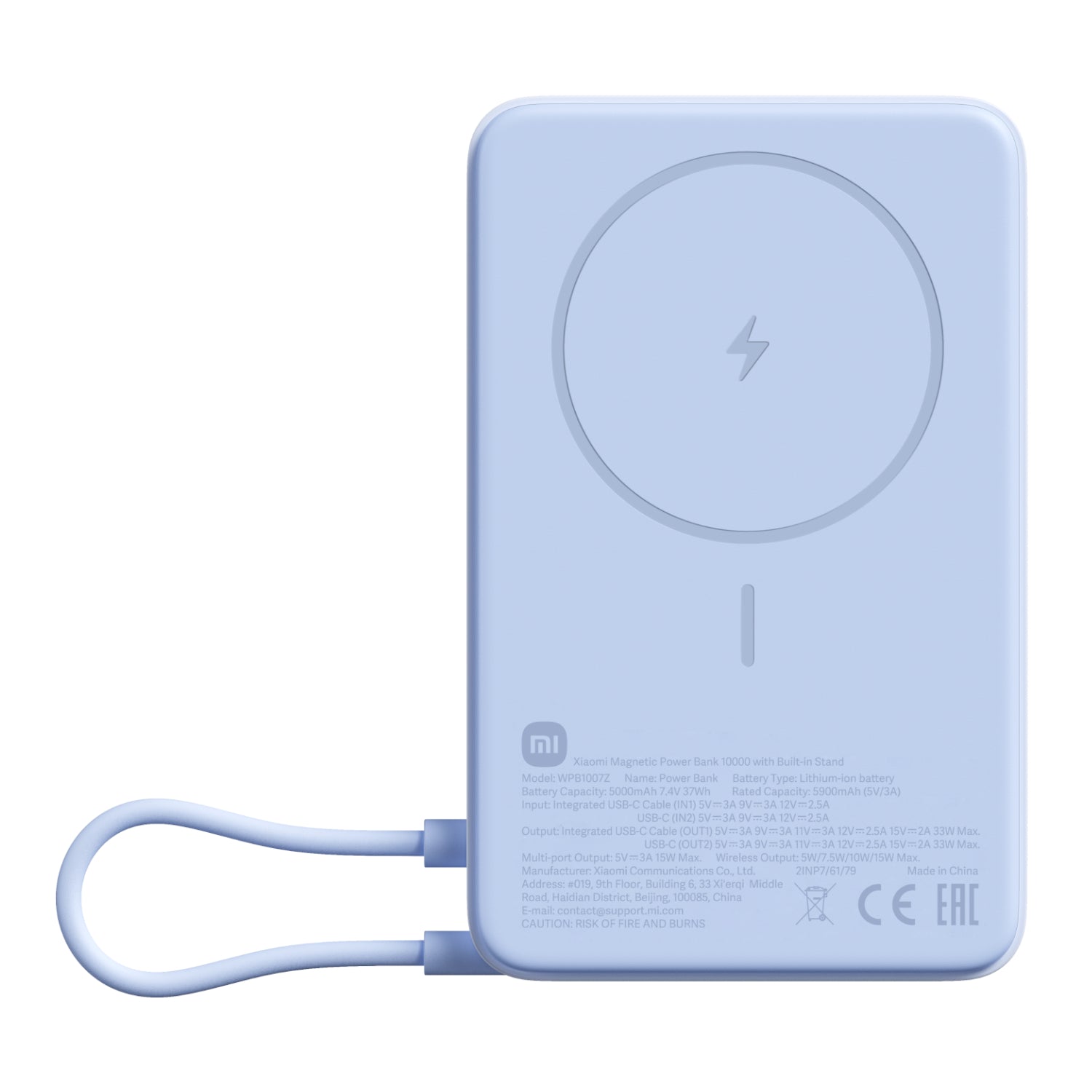 Xiaomi Magnetic Power Bank 10000mAh with Built-in Stand - Blue-0
