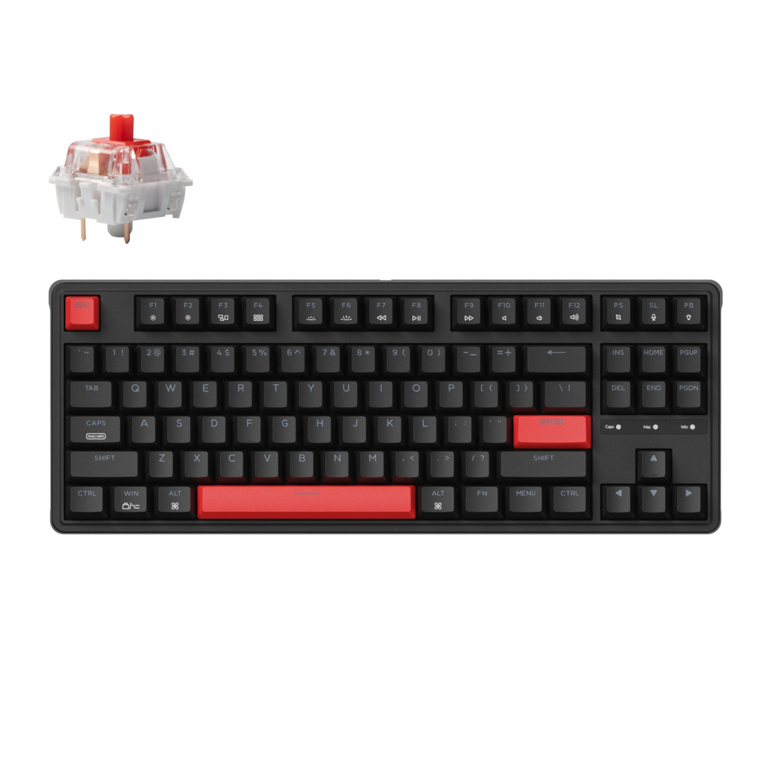 Keychron C3 Pro QMK/VIA Wired Mechanical Keyboard (80% Layout, Red Switches, ABS Keycaps)-0
