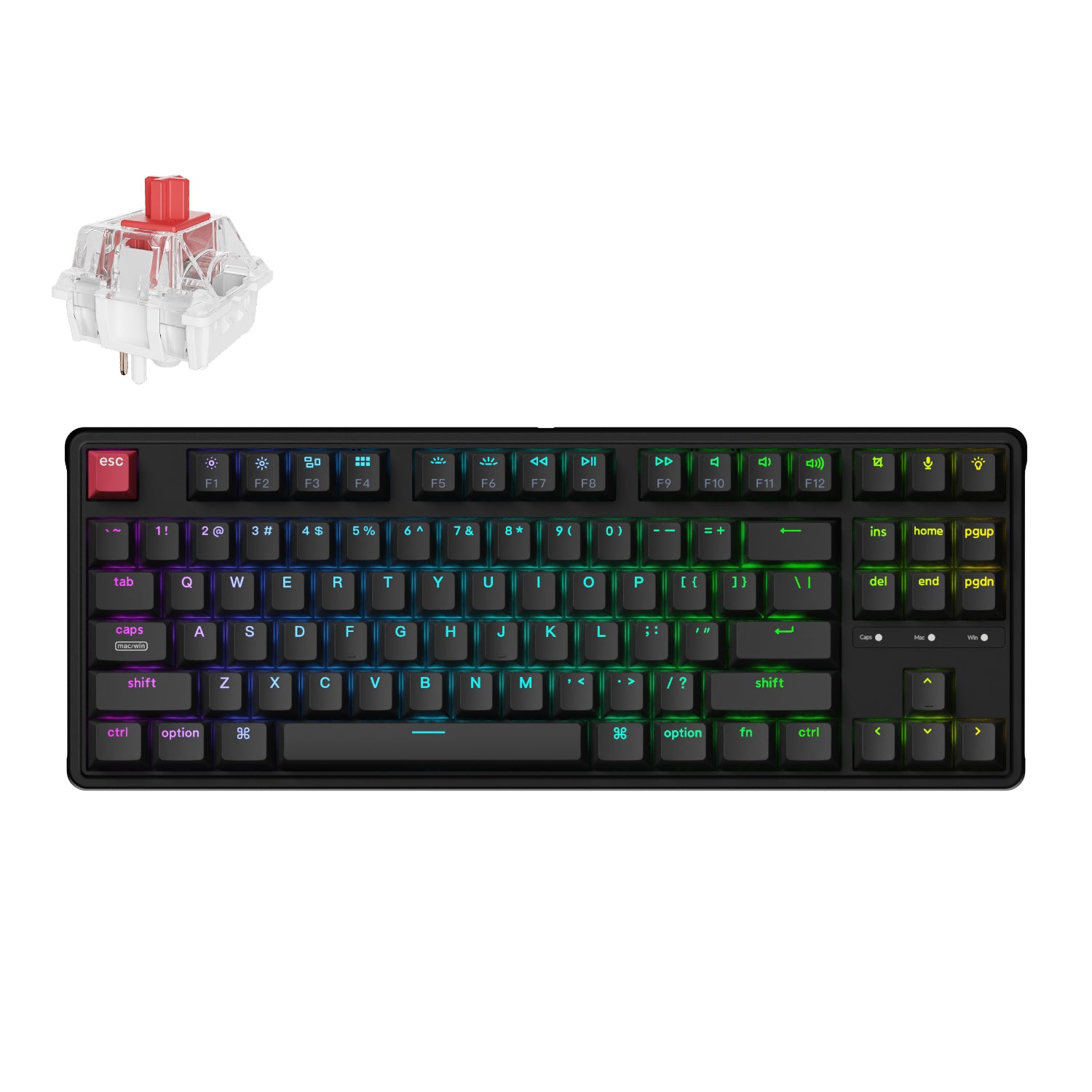 Keychron C3 Pro 8K QMK RGB Wired Mechanical Keyboard (80% Layout, Red Super Switch Hot-Swappable)-0