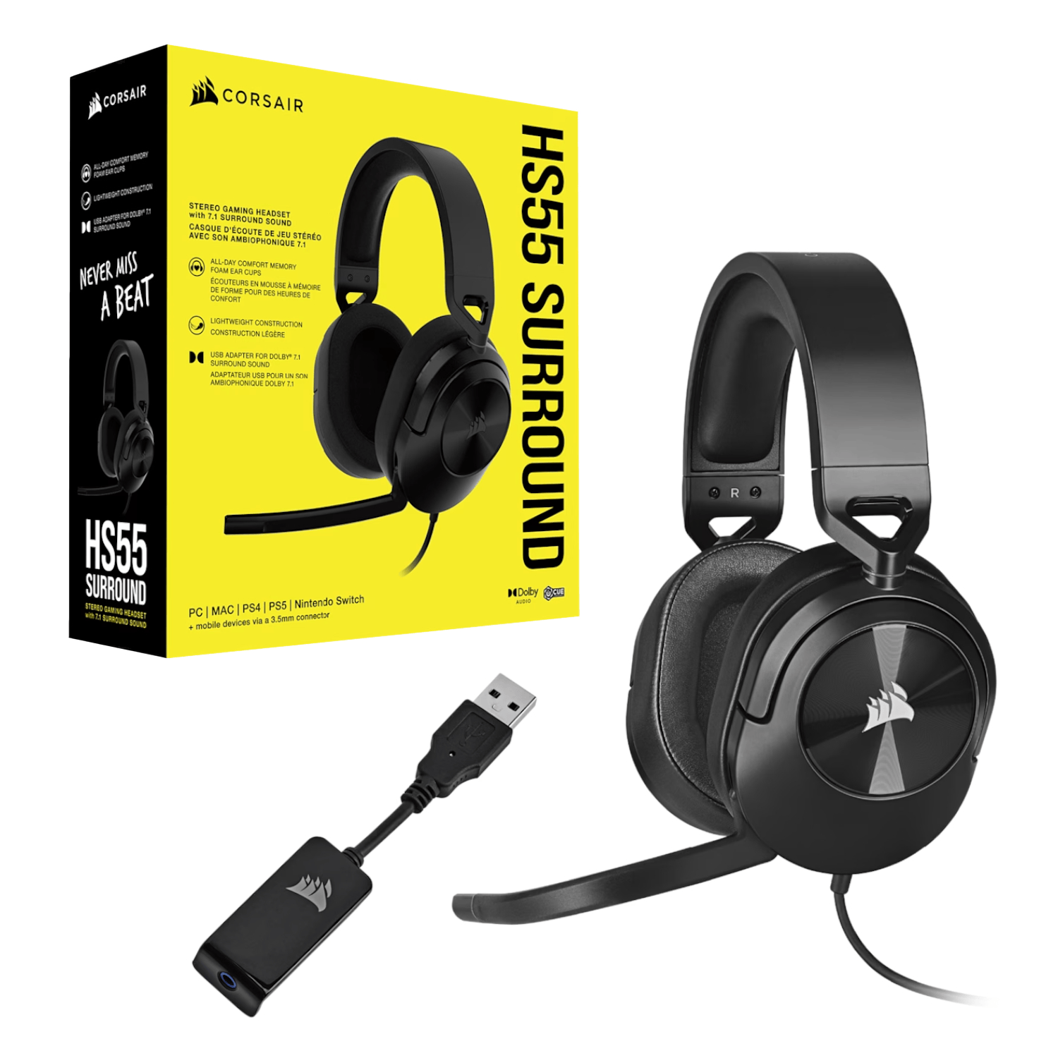 Corsair HS55 Surround Wired Gaming Headset - Carbon Black-3
