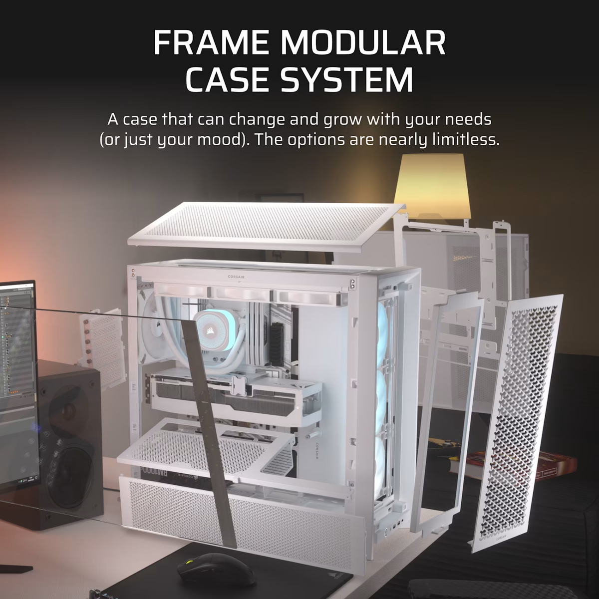 Corsair FRAME 4000D RS ARGB Modular Mid-Tower PC Case - White-3