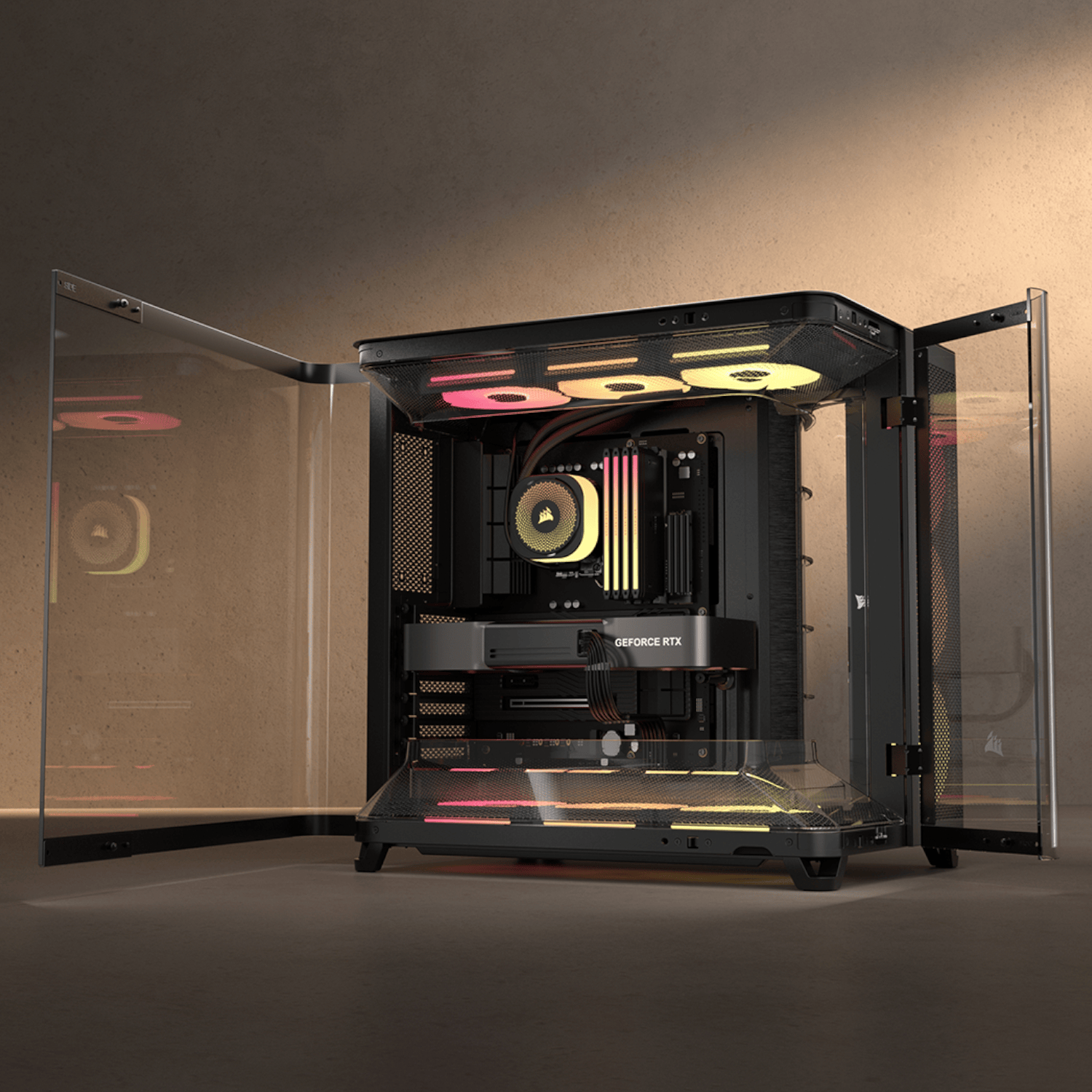 Corsair AIR 5400 LX-R RGB iCUE LINK Triple Chamber Mid-Tower PC Case - Black-7