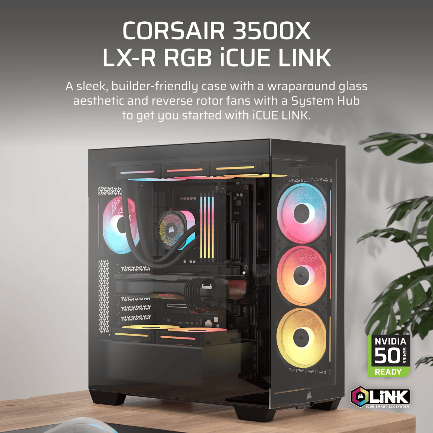 Corsair 3500X LX-R RGB iCUE LINK Mid-Tower PC Case - Black-1