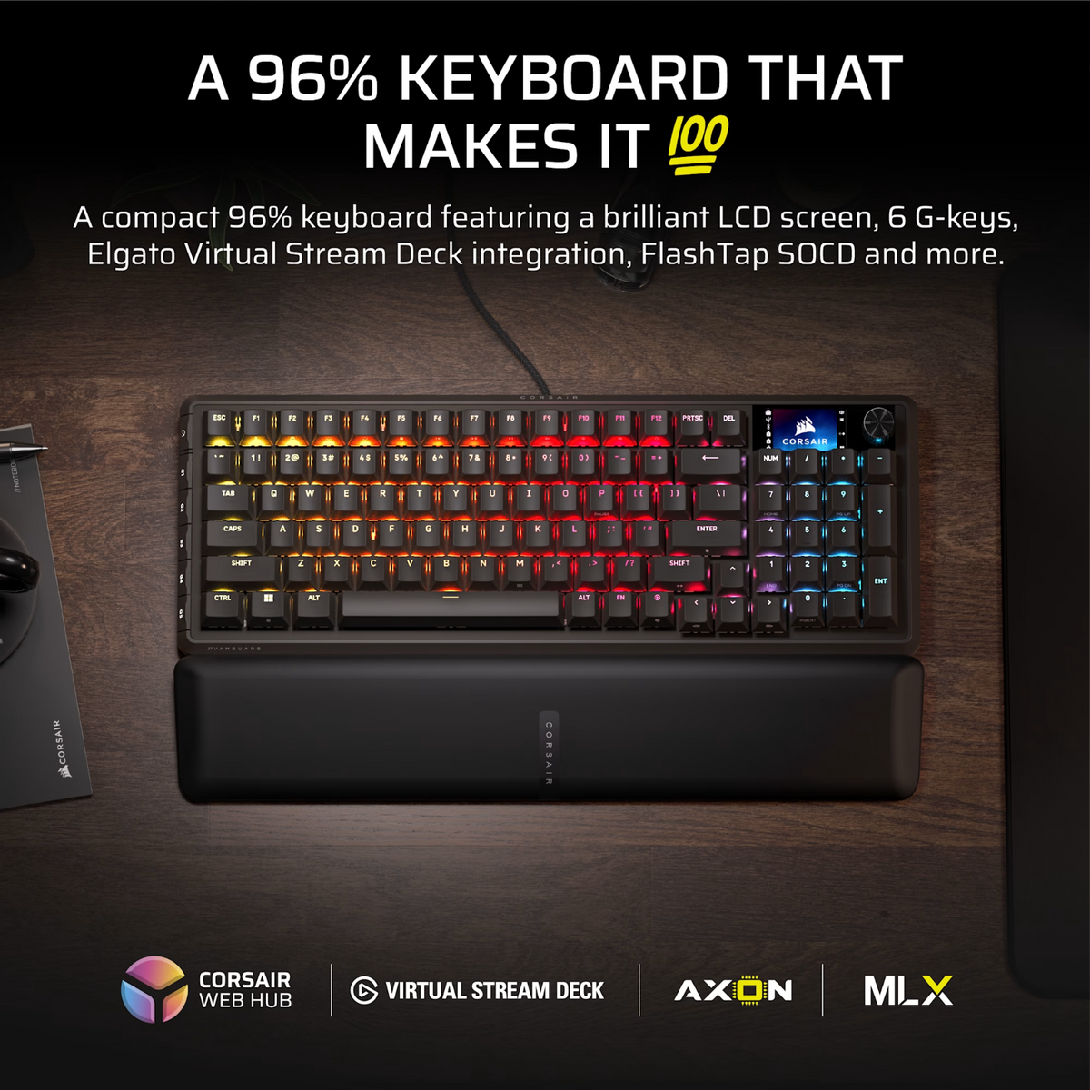 Corsair VANGUARD 96 Mechanical Gaming Keyboard, CORSAIR MLX Plasma - Black-1